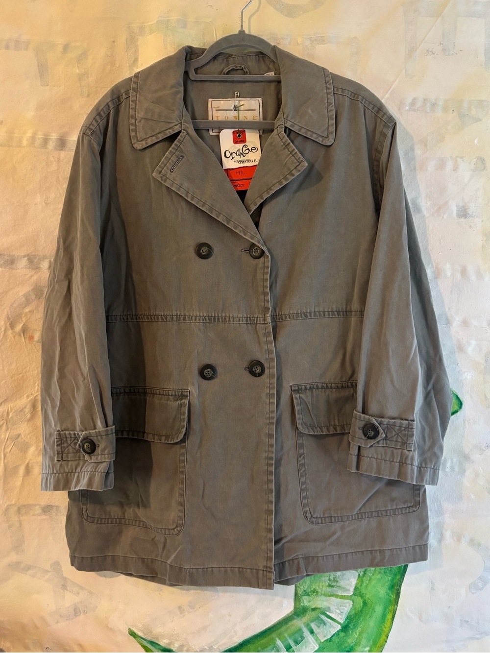 Towne by London Fog Cropped Gray Cotton Trench Coat